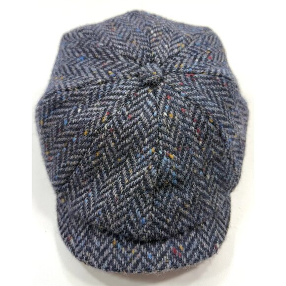 John Hanly Irish Flat Cap Wool Newsboy Cabbie Driver Hat Ireland L 7 3/8 Blue - Picture 2 of 8